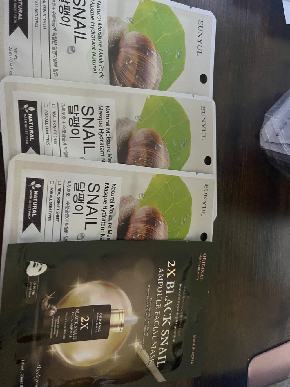 EUNYUL Snail Sheet Masks + 2X Black Snail Ampoule Facial Mask - Green & Black